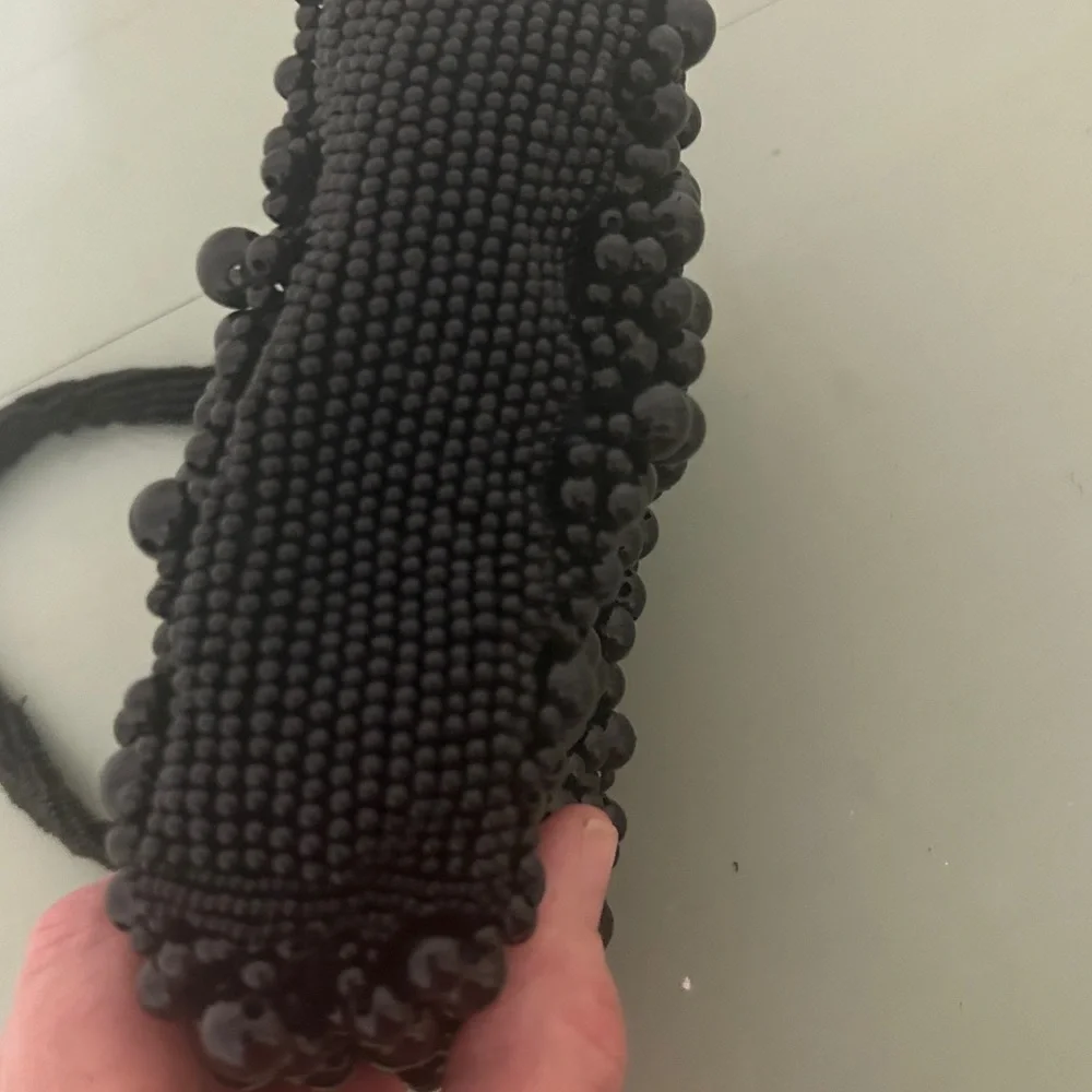 Elegant Black Beaded Women's Handbag - Picture 2 of 5